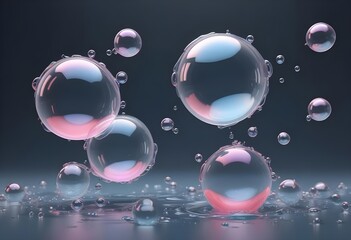 floating liquid transparent bubbles