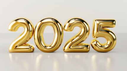 Golden 2025 Numerals on White
