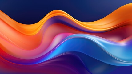 Vibrant Abstract Waves of Colorful Gradient Ribbons on Dark Background