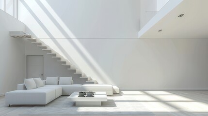 Fototapeta premium Minimalist White Living Room
