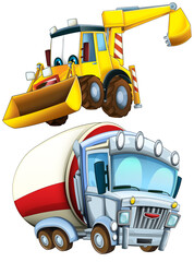 cartoon scene with heavy duty car truck transportation vehicle for construction site isolated illustration for children