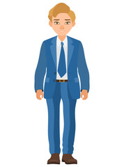 men business suit flat style vector illustration isolated on white background