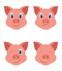 pig snout emoji sticker flat style vector illustration isolated on white background