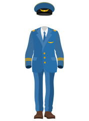 pilot uniform suit work clothes vector illustration isolated on white background