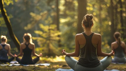 Women Yoga Meditation Forest Nature Peaceful Retreat Serenity Mindfulness Harmony