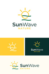 Obraz premium Creative Eco Sun Light Green Wave Ocean Sea Logo Design Branding Template