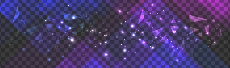 Vector illustration. Transparent background with aurora lights and triangle elements. Design for wallpaper, banner, postcard.