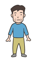 立っている中年男性の全身イラスト