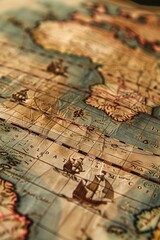 Naklejka premium Explore the use of world maps in historical documentaries. How do maps help to visually narrate events and journeys from the past