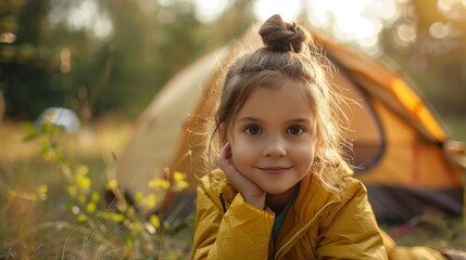 Young Girl Camping in Autumn