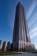 Obraz premium Investigate the challenges of high-rise architecture. What innovative engineering and design solutions are being used to create tall buildings that are safe, efficient, and aesthetically pleasing