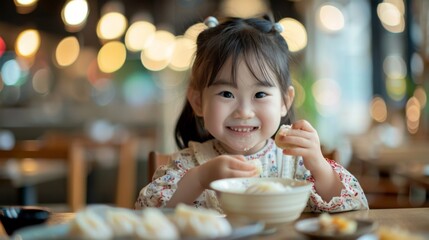 Happy Child Enjoying Meal