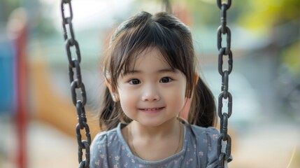 Child on Swing at Playground