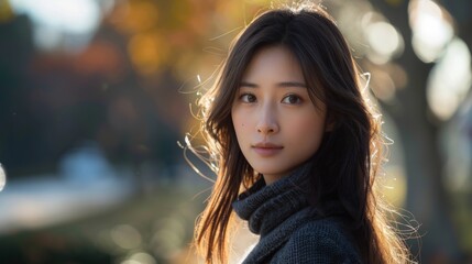 Obraz premium Portrait of Young Woman Outdoors
