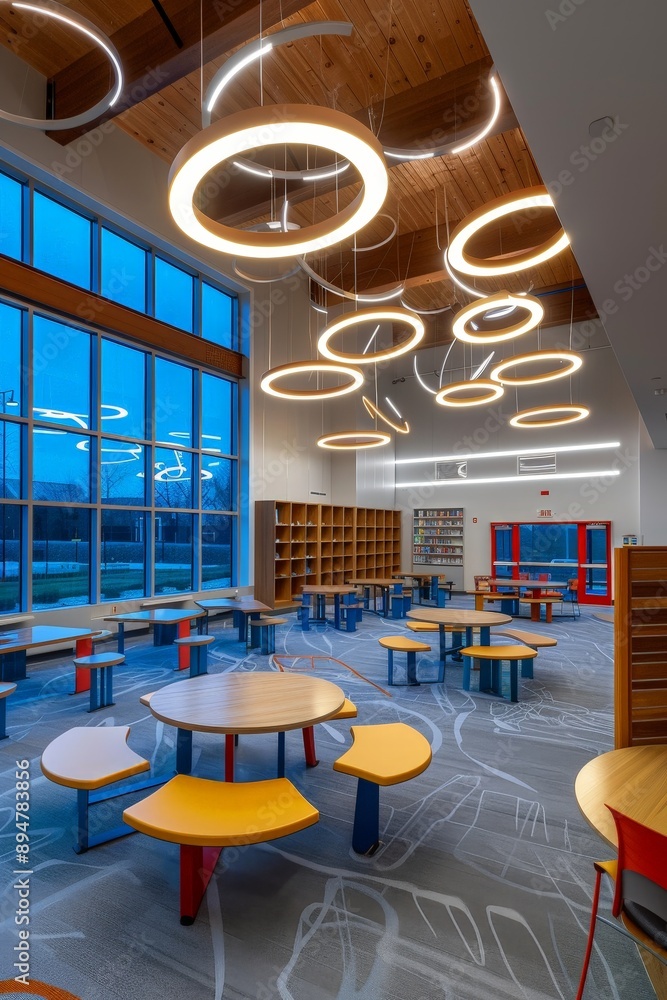 Poster investigate the role of architecture in educational spaces. how do design elements like layout, ligh