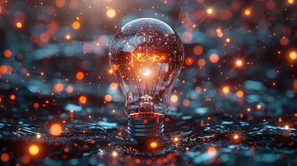 Close-up image of a glowing light bulb against a bokeh background symbolizing creativity, innovation, and inspiration.