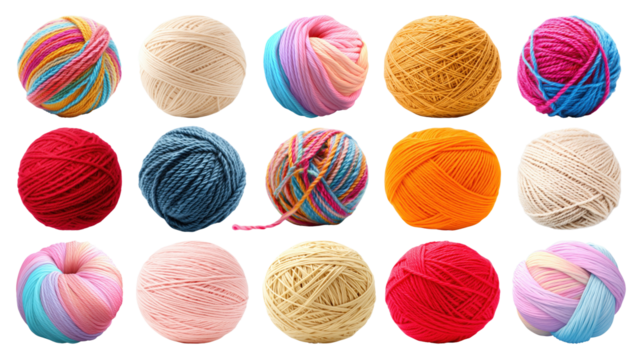 Yarn ball png element set, transparent background