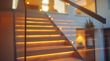 Modern Interior Staircase with Warm Lighting