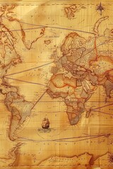 Obraz premium Imagine a world map that depicts major trade routes throughout history. How does this map illustrate the evolution of global commerce