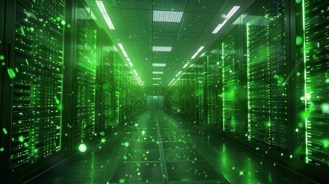 Futuristic Data Center with Virtual Particles