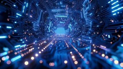 Obraz premium Futuristic Digital Tunnel