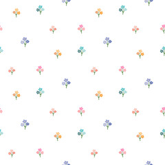 Seamless Pattern of Pastel Flower Design on White Background