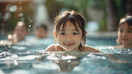 Children Swimming in Pool