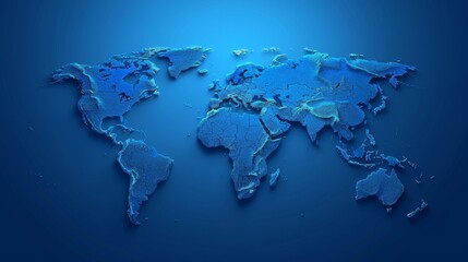 3D Blue World Map