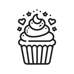 Hand-drawn cupcake icon with white background