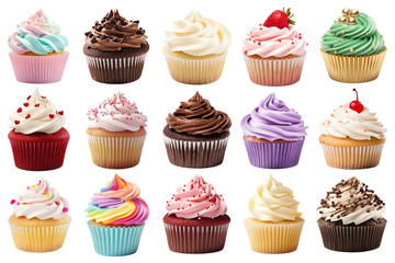 PNG cute cupcake set, transparent background