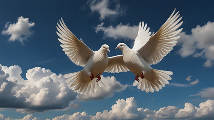 Fototapeta premium white dove in the sky, ai generated