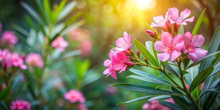 Pink nerium oleander in the forest AI-Generated Content