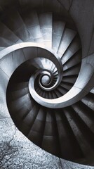 A captivating spiral staircase design showcasing elegant architecture and unique perspectives in a monochrome tone.