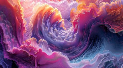 Digital Waterfall Patterns, Patterns inspired by digital waterfalls, rendered in 3D with dynamic movements and vibrant colors that create a sense of motion.