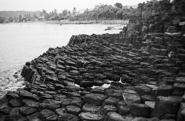stone wall texture and the sea