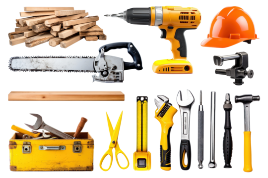 Construction tool png cut out set - Powered by Adobe