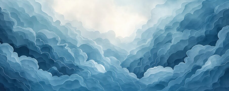 Dramatic storm clouds, dark sky, rolling thunder, Watercolor style