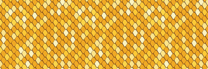 Gold snake, dragon, fish, dinosaur scale texture pattern design. Chinese decoration background