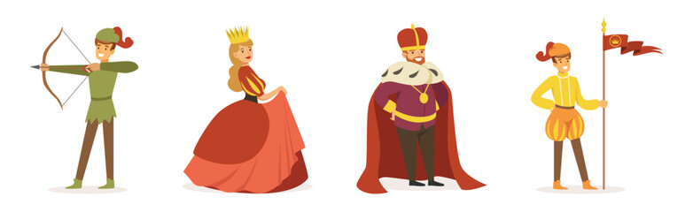 Medieval People Characters from European Historic Period Vector Set