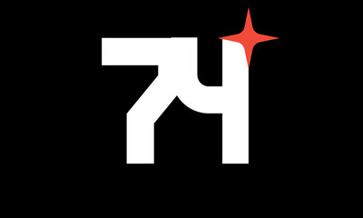 74 Star Logo Orange Modern Light Simple