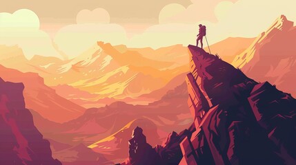 Fototapeta premium Flat design mountain scenery vector.