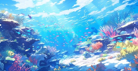 Immerse in Anime, Breathtaking Coral Reef Landscapes.
