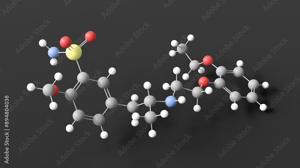 Wall mural tamsulosin molecule 3d, molecular structure, ball and stick model, structural chemical formula flomax