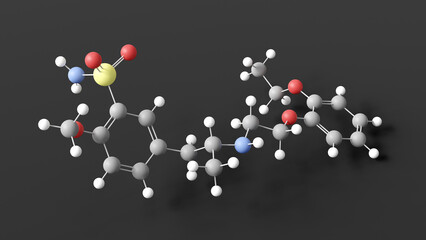 tamsulosin molecule 3d, molecular structure, ball and stick model, structural chemical formula flomax