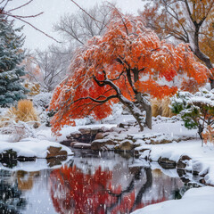 autumn in the park, beautiful winter garden