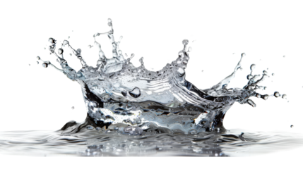 A splash of water leaving a glass, captured in striking detail with crystal-clear quality, showcasing motion and refreshing vitality