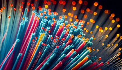 Colorful Fiber Optic Cables in High Definition