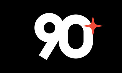 90 Star Logo Orange Modern Light Simple