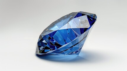 Large blue diamond isolated on white background with clipping path Concept of precious beauty