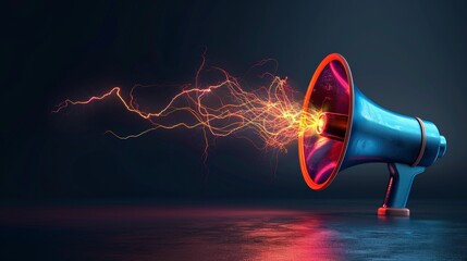 lightning speakers social media megaphone illustration